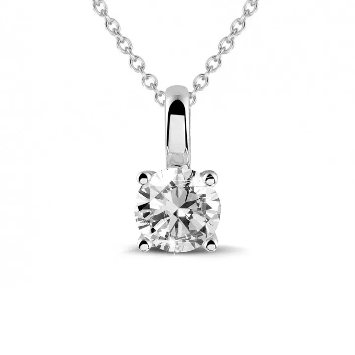 0.70 quilates colgante solitario en oro blanco con diamante redondo y 4 grapas 