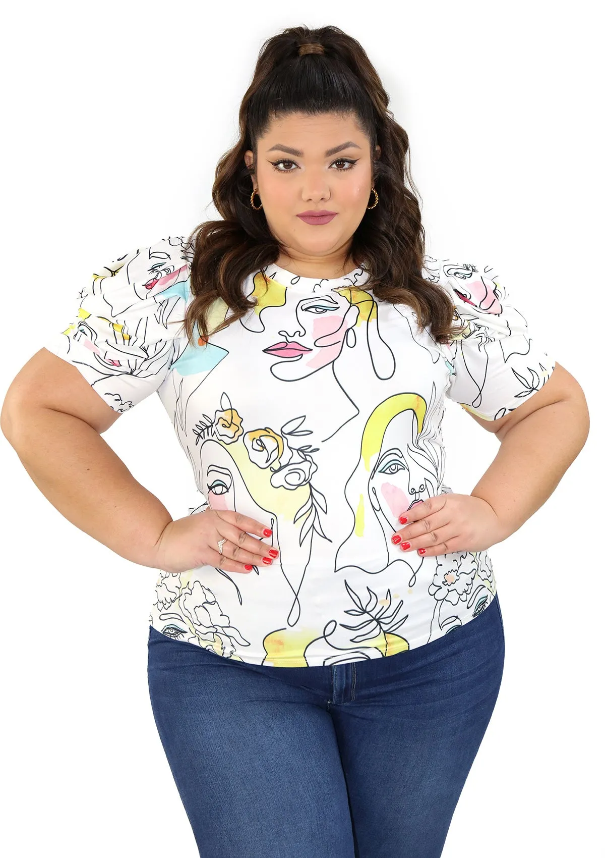 1059 Blusa de Mujer Plus Size