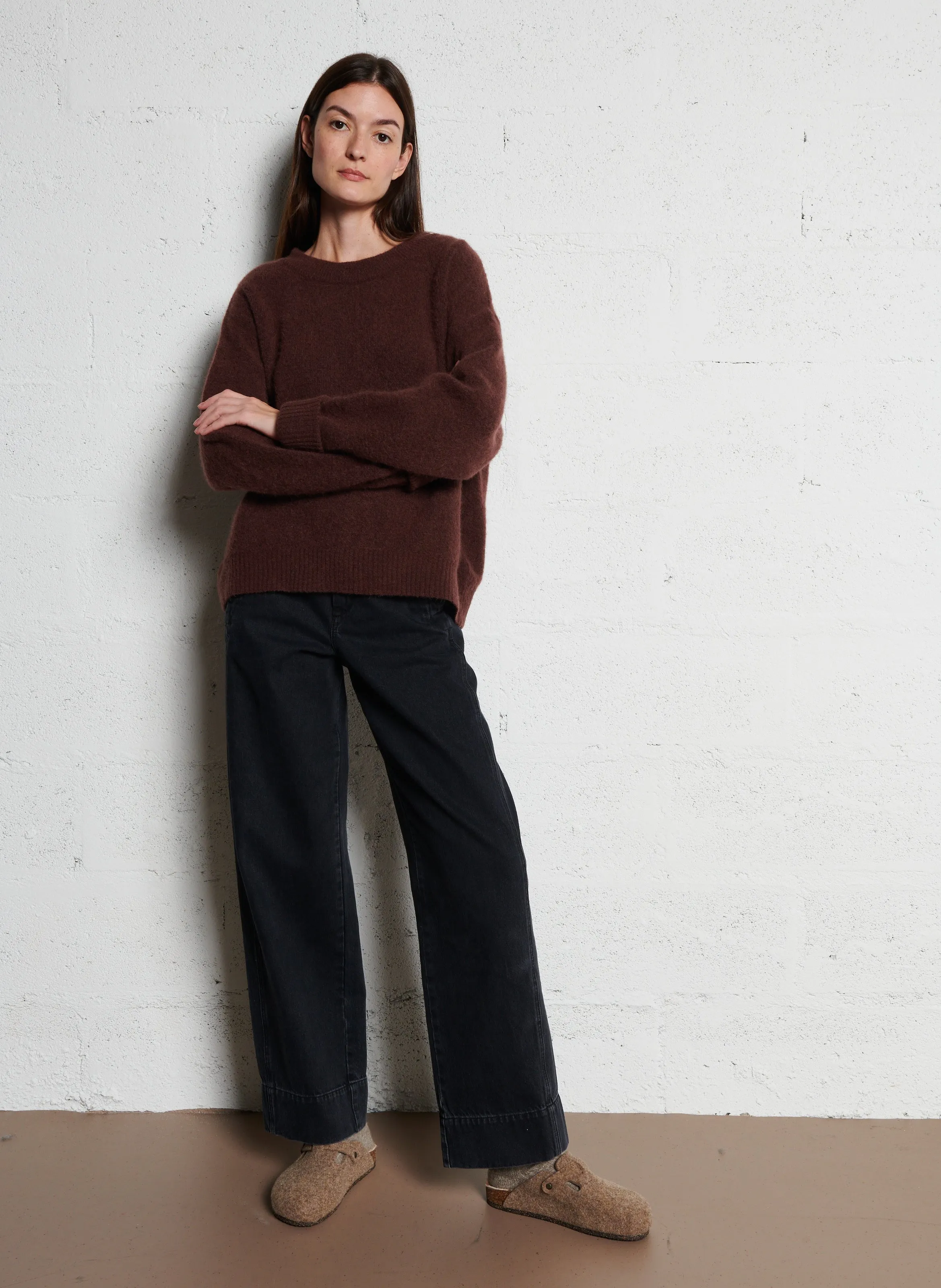 AMERICAN VINTAGE VITOW  JERSEY DE MEZCLA DE LANA CON CUELLO REDONDO EN MARRON