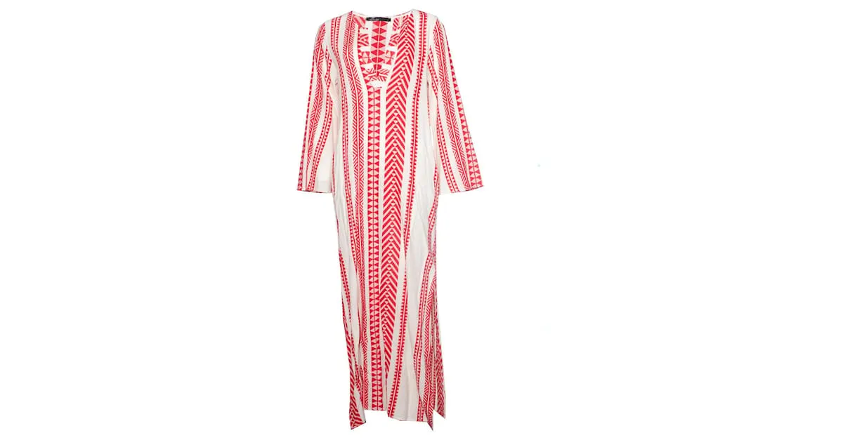 Autre Marque devoción, Caftán con estampado étnico Roja 