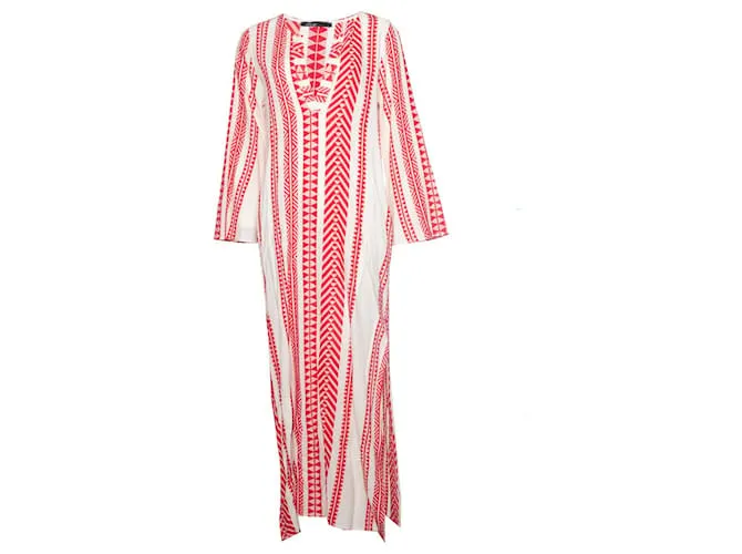 Autre Marque devoción, Caftán con estampado étnico Roja 