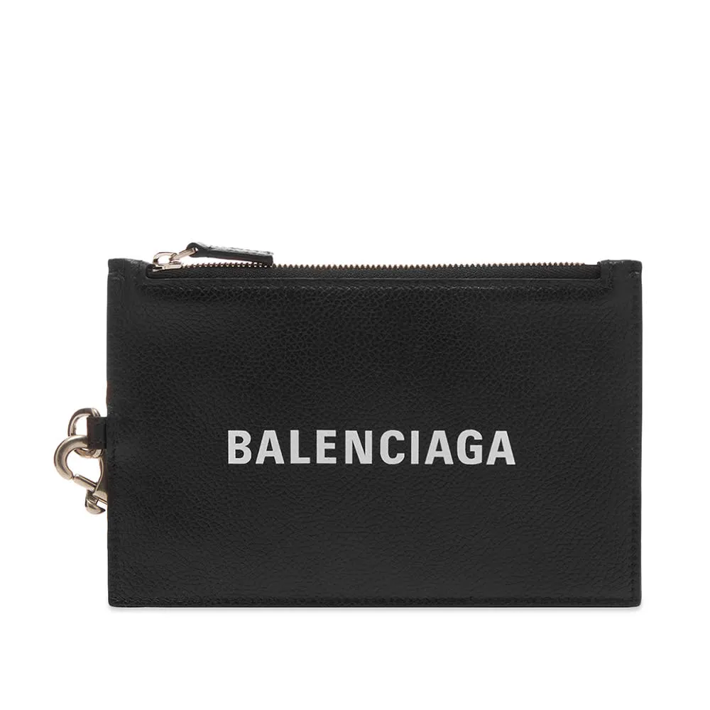 Balenciaga Logo Leather Passport Holder Lanyard