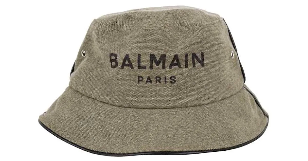 Balmain Gorro de algodón Caqui 