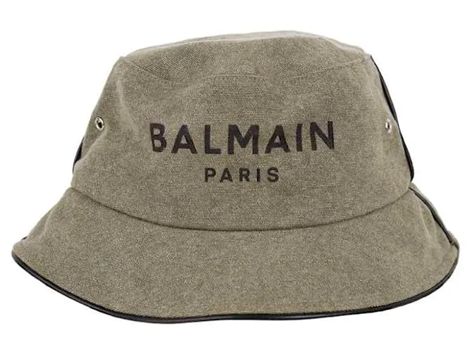Balmain Gorro de algodón Caqui 