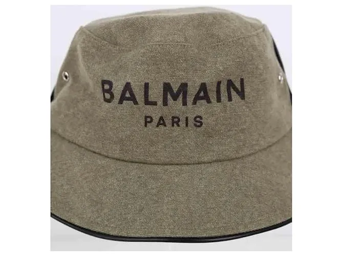 Balmain Gorro de algodón Caqui 