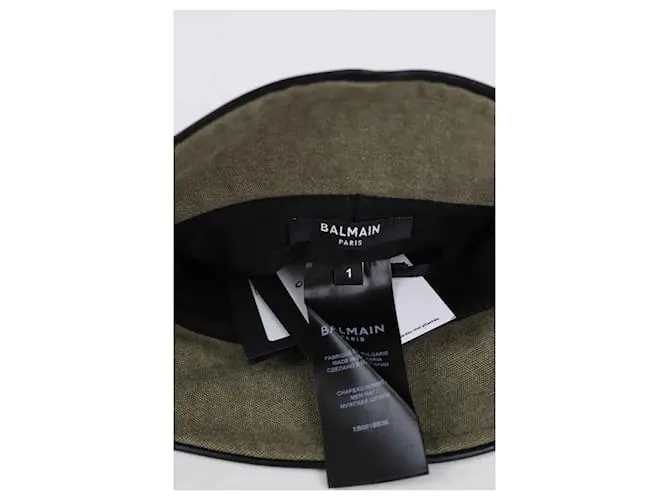 Balmain Gorro de algodón Caqui 