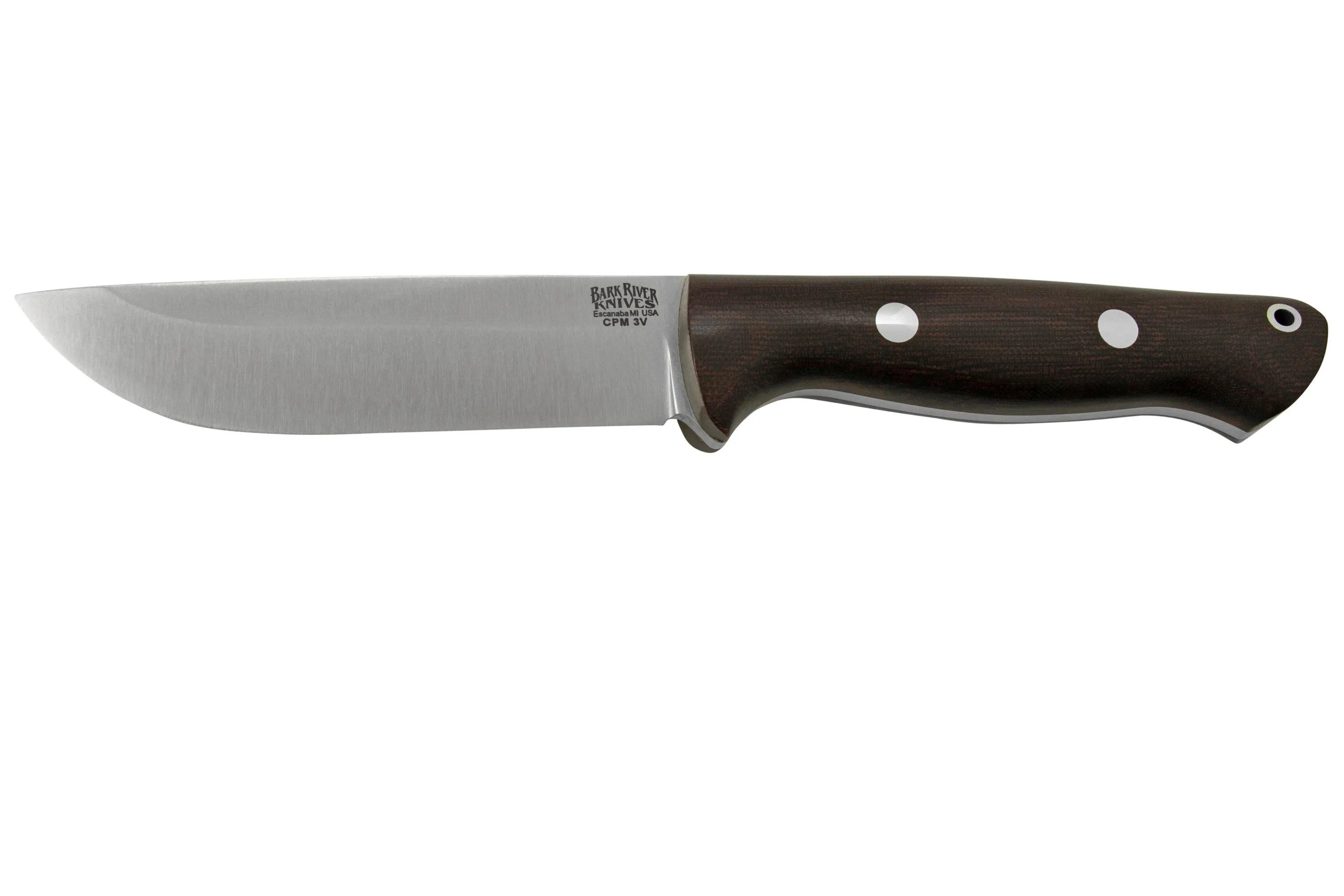 Bark River Bravo 1.2 LT CPM 3V Rampless, Burgundy Canvas Micarta cuchillo de exterior