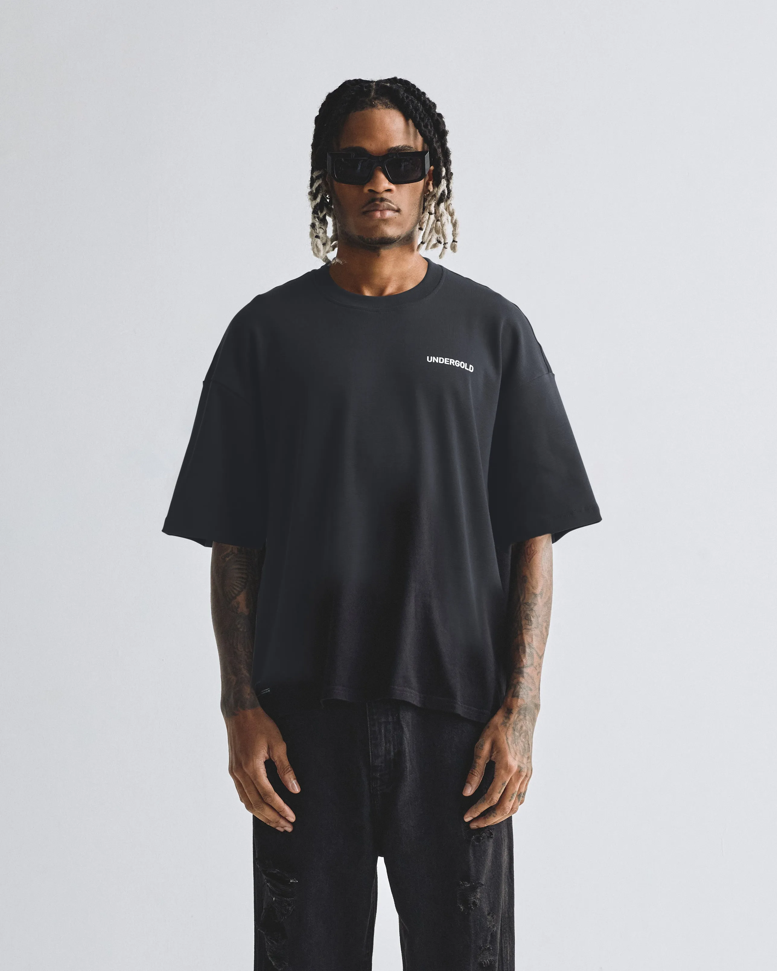 Basics Logo Ribbed Boxy Tshirt Black