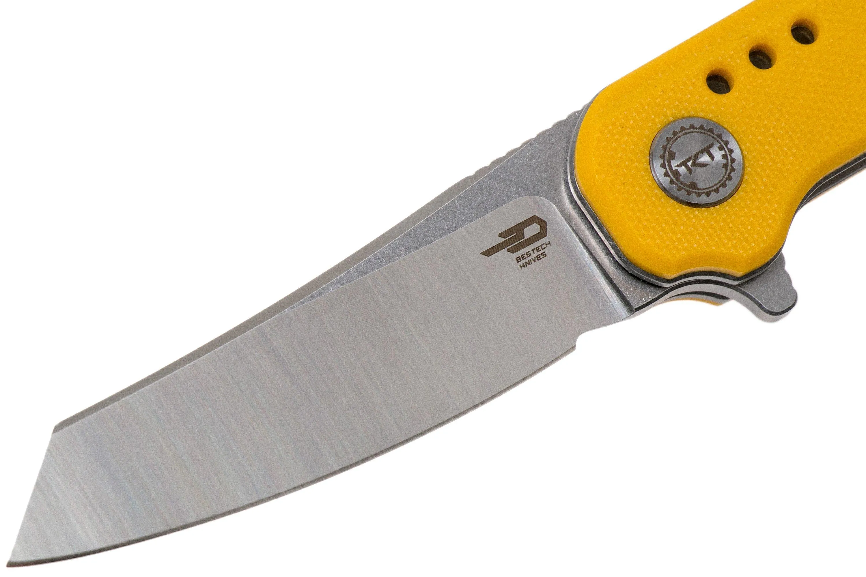 Bestech Syntax BG40B Yellow G10, Two Tone Satin navaja, diseño Todd Knife & Tool