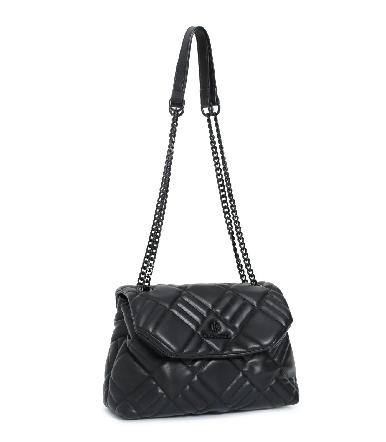 Bolso acolchado CACHAREL con solapa media negro