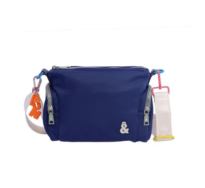 Bolso bandolera para mujer Fun and Basics Karena de nylon azul marino con cremallera