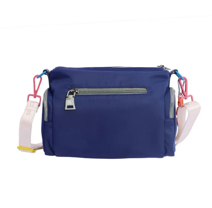 Bolso bandolera para mujer Fun and Basics Karena de nylon azul marino con cremallera