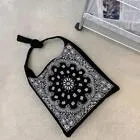 Bolso de Lona Patrón Retro Simple Con Cordones Artístico Gran Capacidad Compras B W1B7