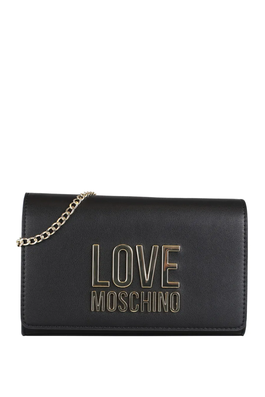 Bolso negro con logo dorado