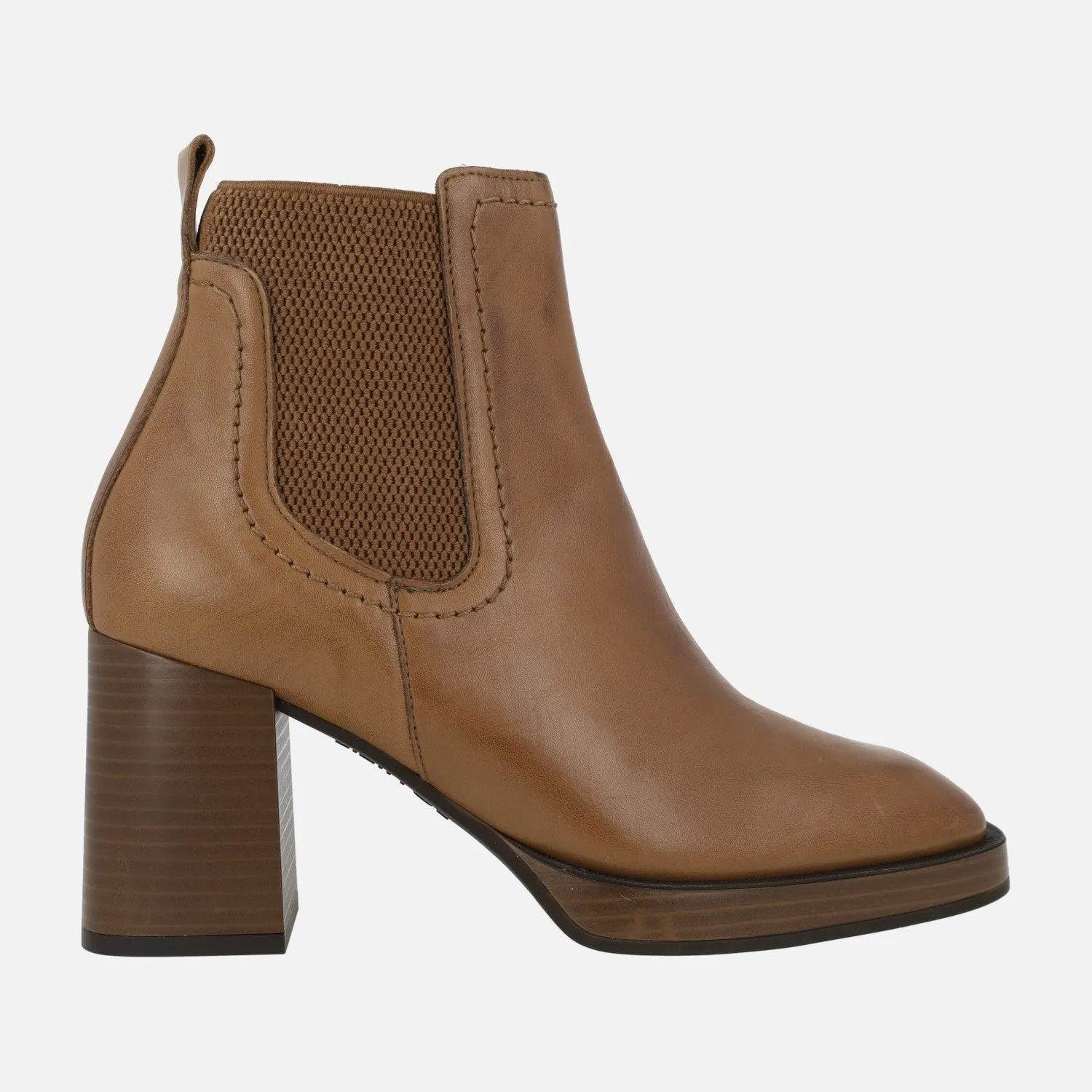 Botines chelsea en piel cuero con tacón alto y plataforma