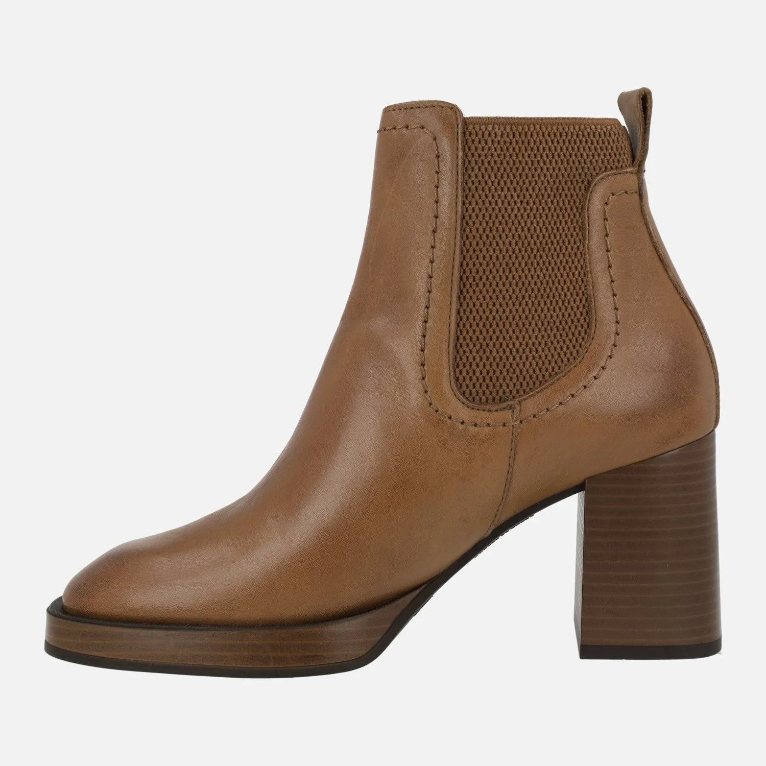 Botines chelsea en piel cuero con tacón alto y plataforma
