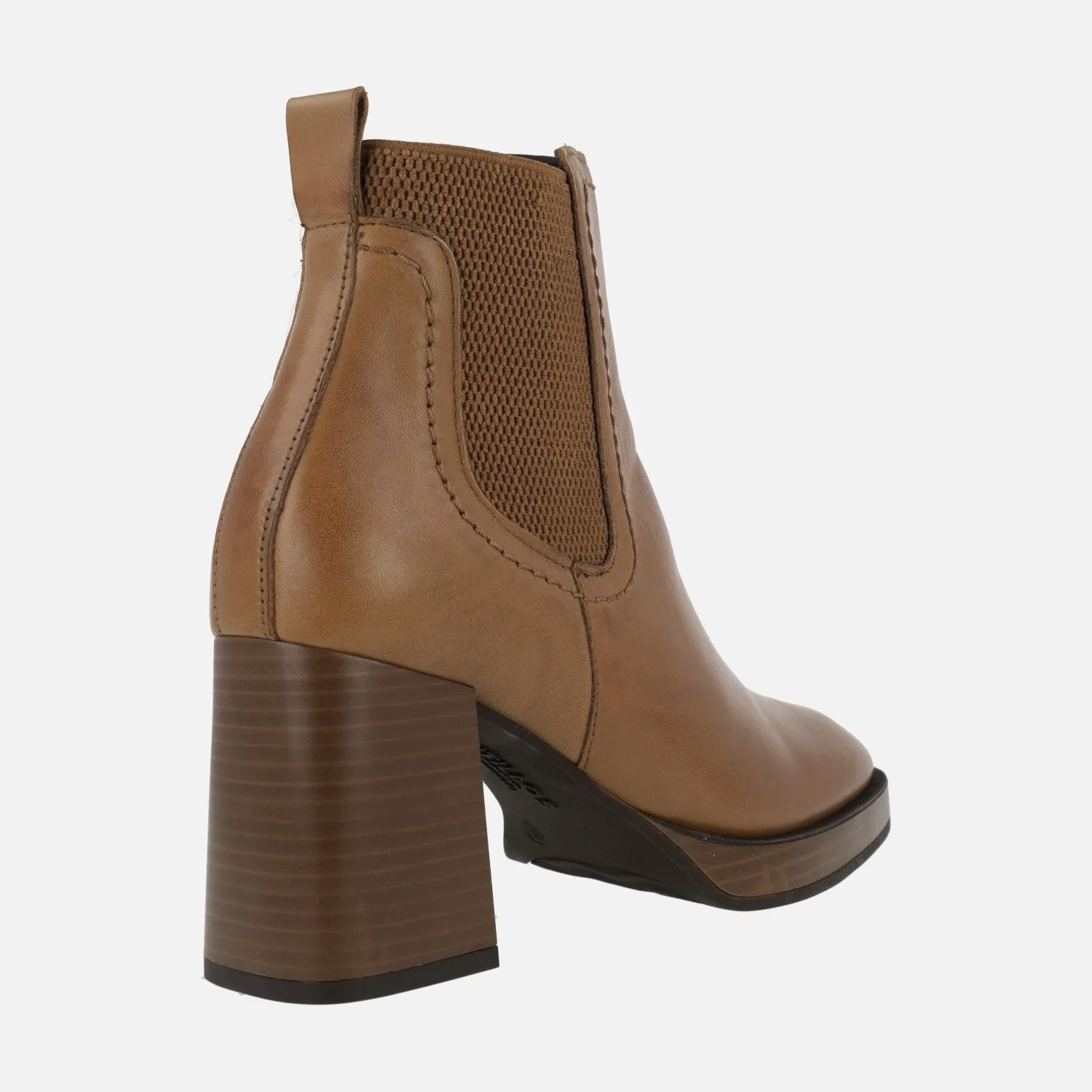 Botines chelsea en piel cuero con tacón alto y plataforma