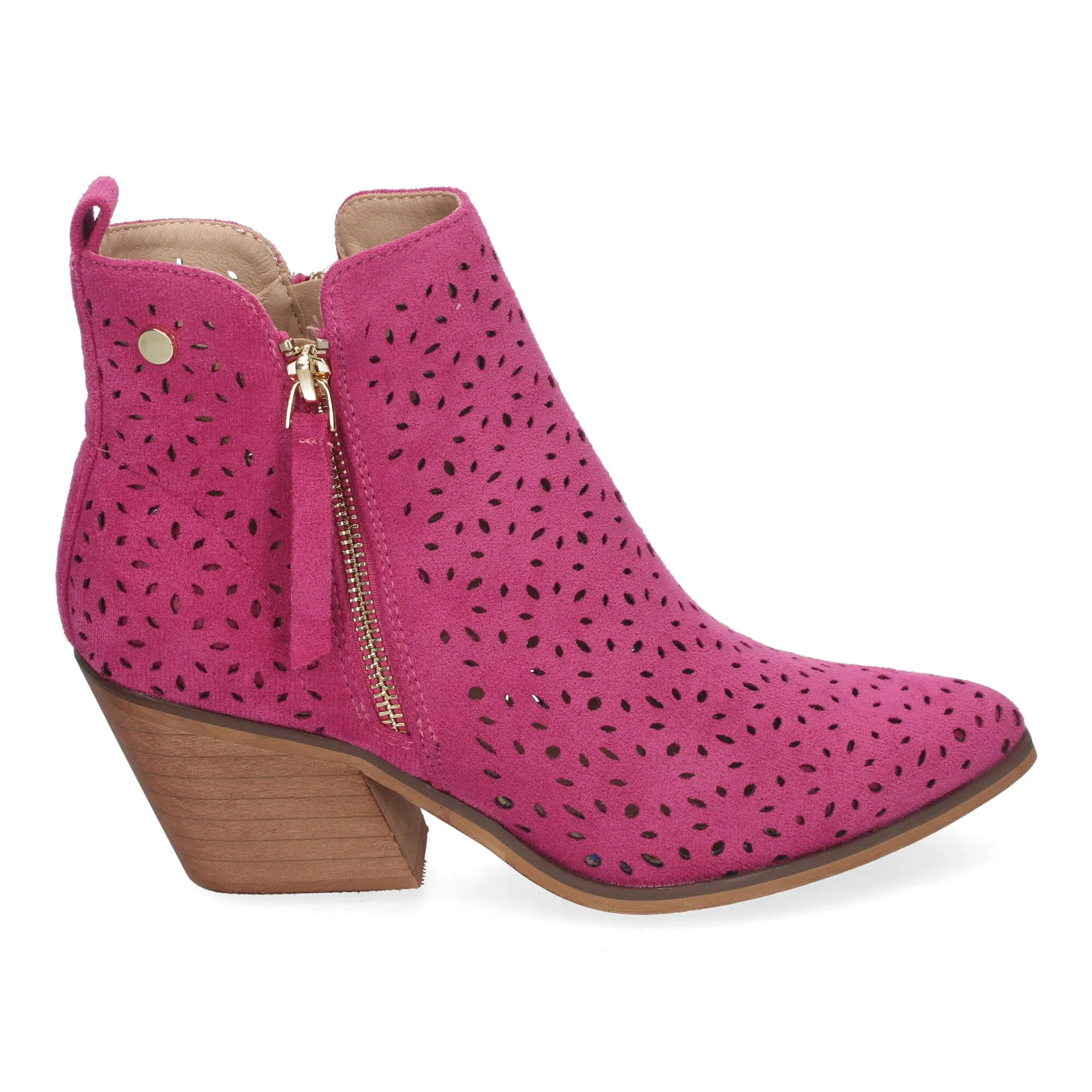 Botines de tacón cómodos calados color beige para mujer VR003