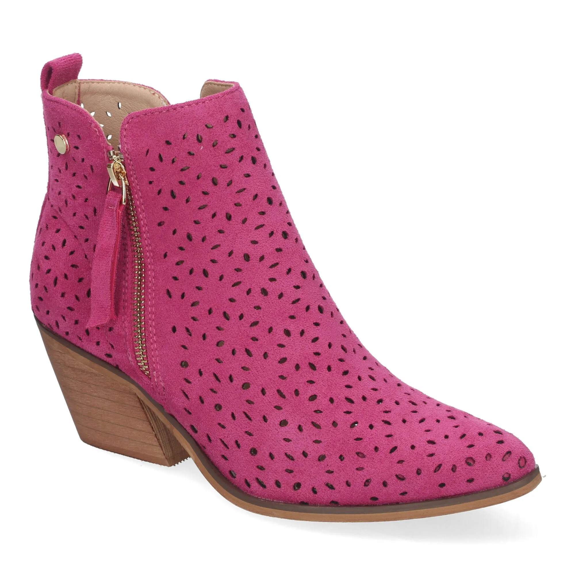 Botines de tacón cómodos calados color beige para mujer VR003