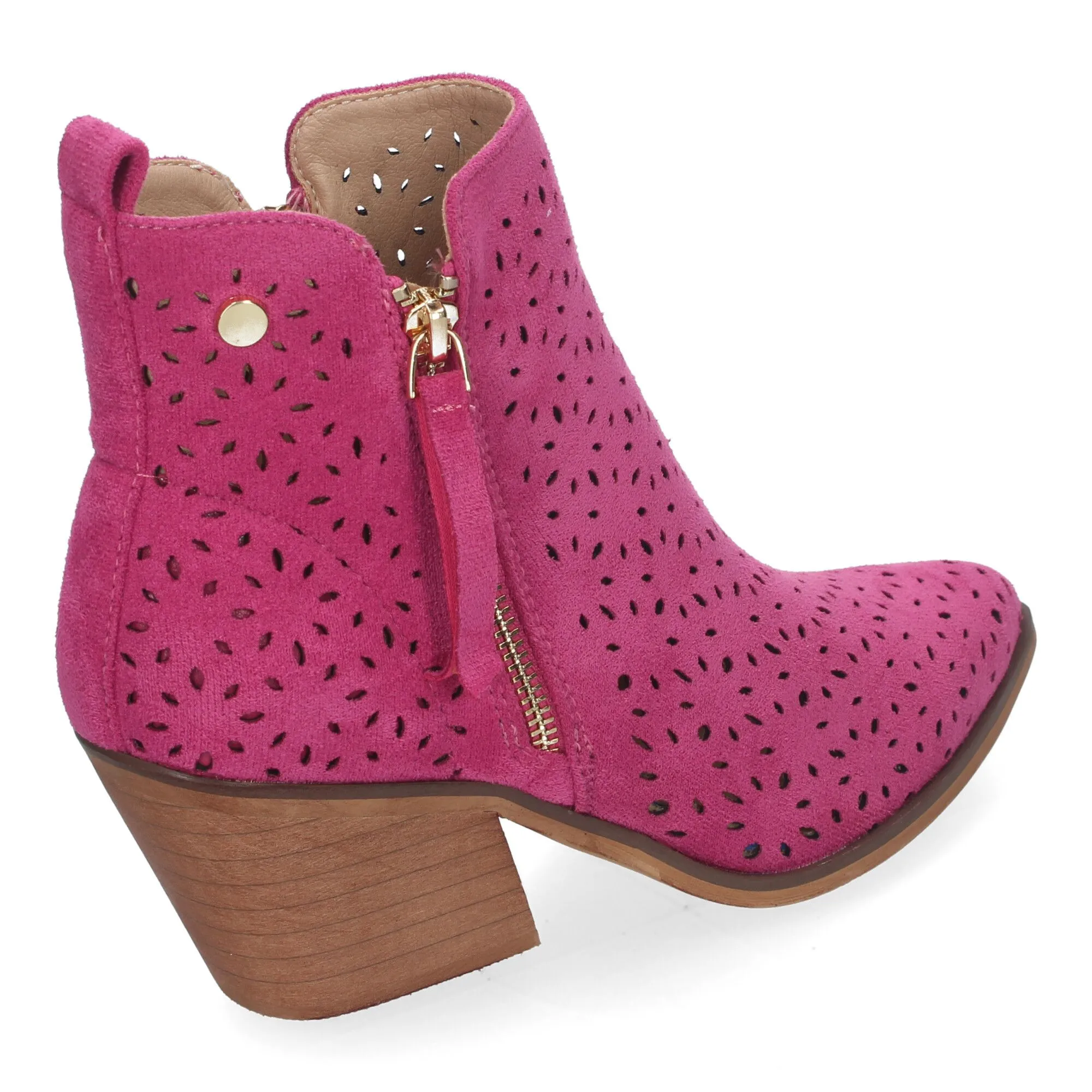 Botines de tacón cómodos calados color beige para mujer VR003