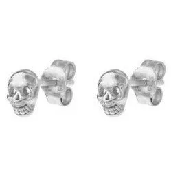 Calavera mini pendientes plata