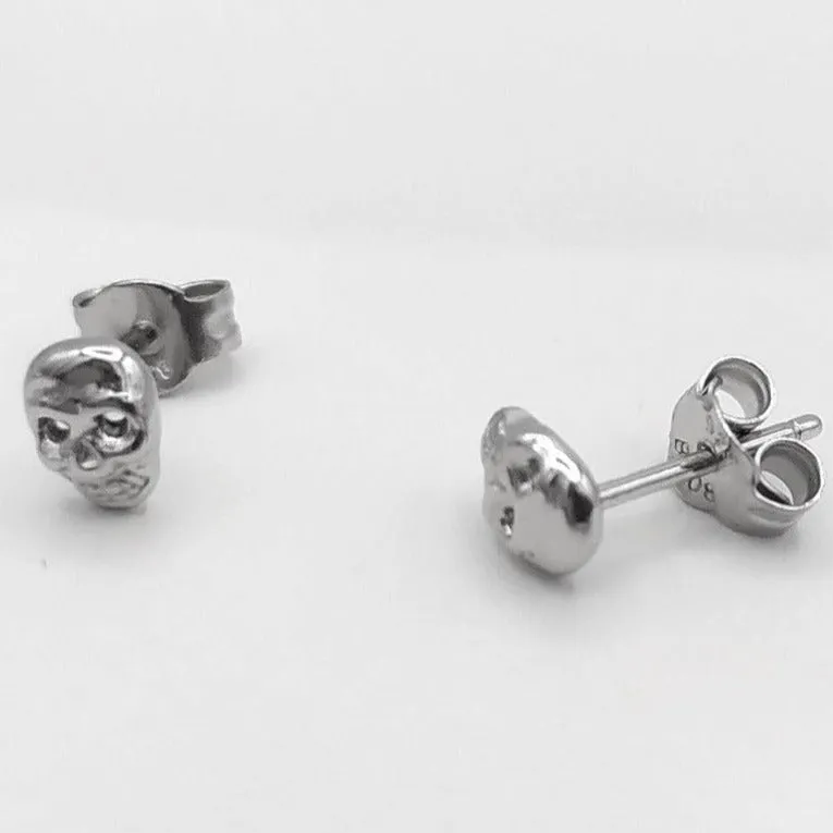 Calavera mini pendientes plata