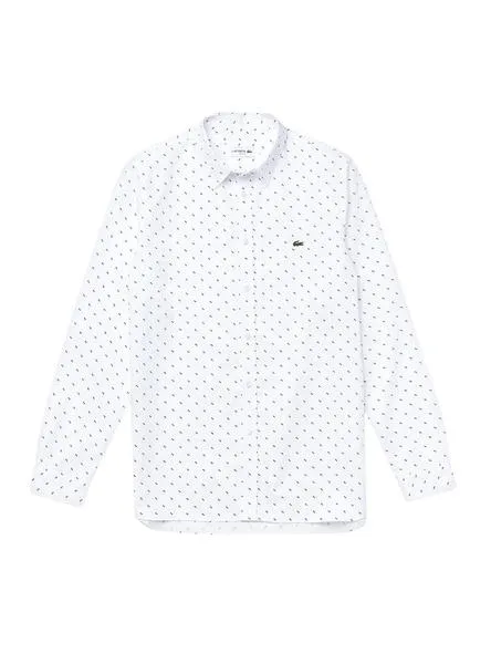 camisa lacoste mini estampado blanco hombre