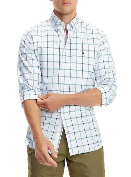 camisa tommy hilfiguer windowpane blanco hombre