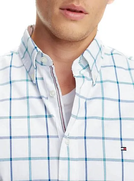camisa tommy hilfiguer windowpane blanco hombre