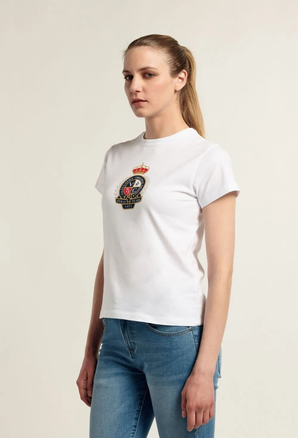 Camiseta escudo Polo Team blanca