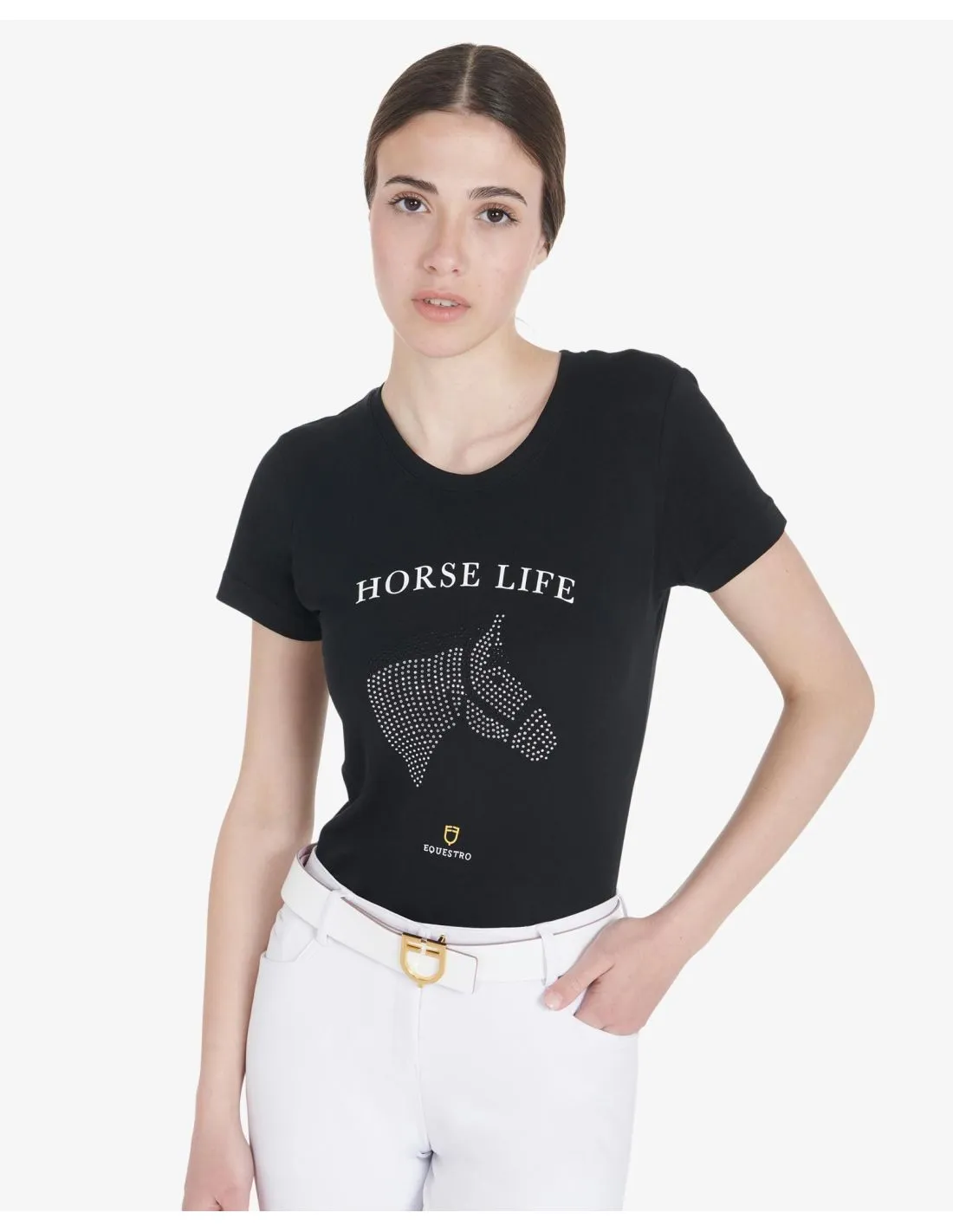 CAMISETA MUJER SLIM FIT HORSE LIFE CON STRASS EQUESTRO