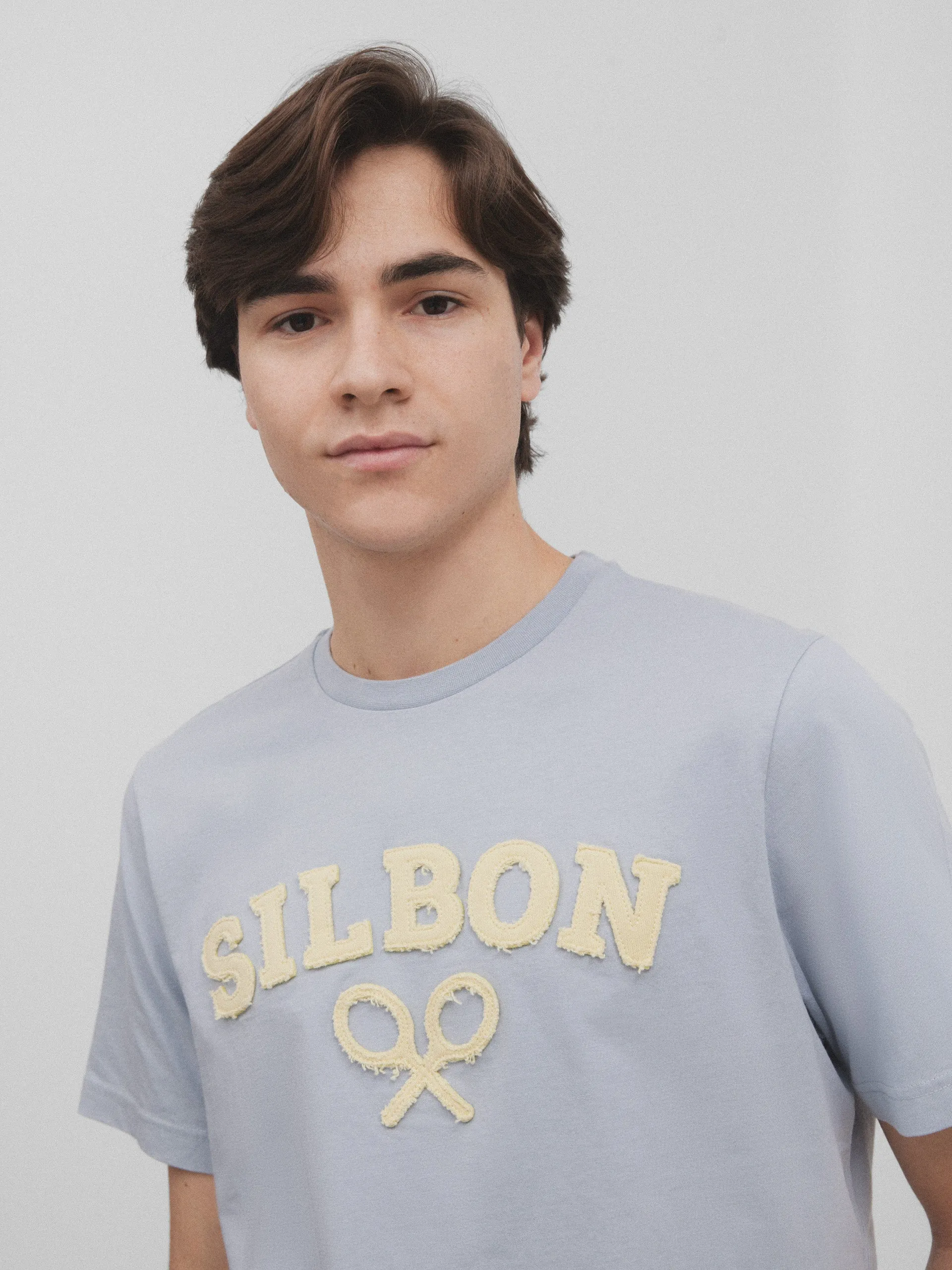 Camiseta silbon raqueta media azul