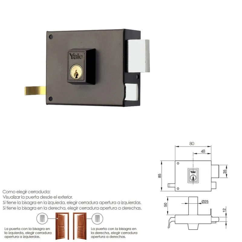 CERRADURA YALE  125A/HP/ 8/ DERECHA