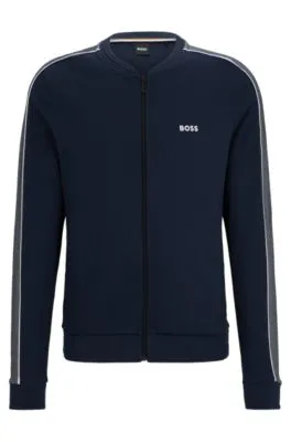 Chaqueta con cremallera y logo bordado