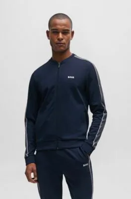 Chaqueta con cremallera y logo bordado