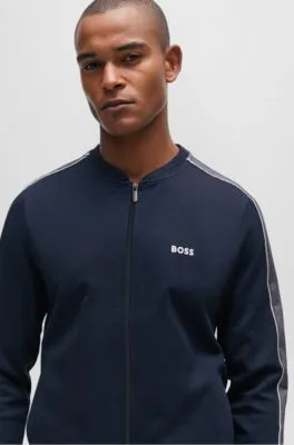 Chaqueta con cremallera y logo bordado