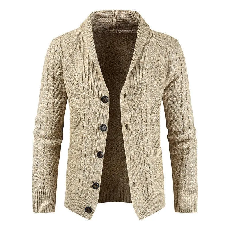 Chaqueta de punto gruesa suelta con cuello en V