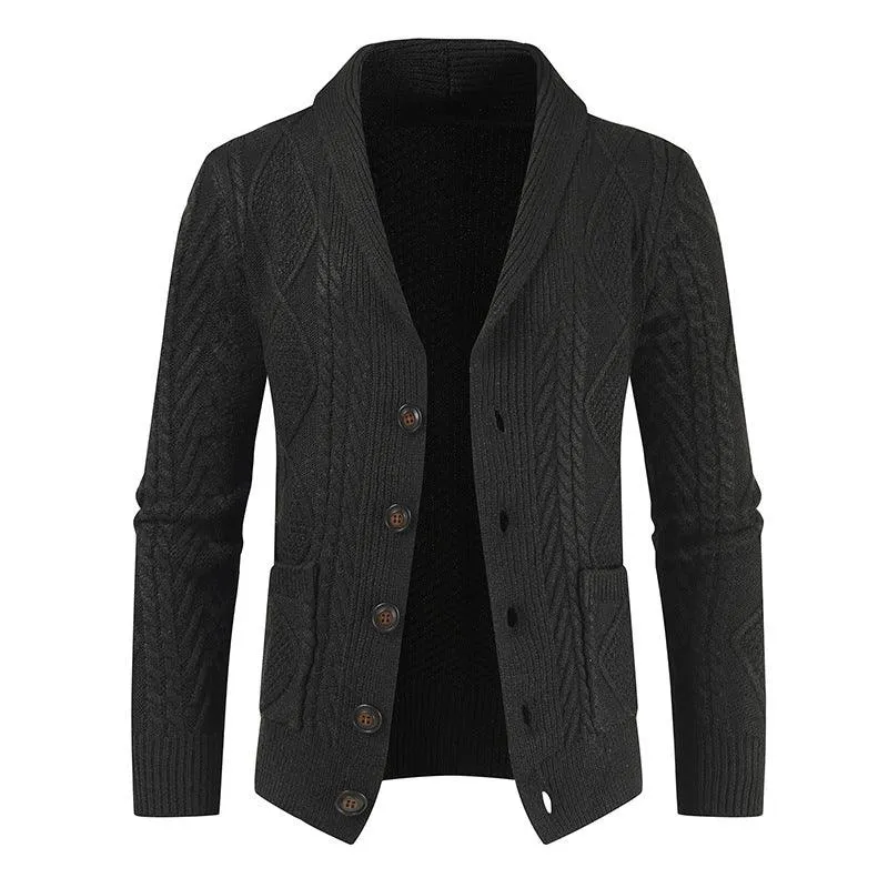 Chaqueta de punto gruesa suelta con cuello en V