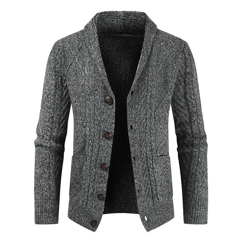 Chaqueta de punto gruesa suelta con cuello en V