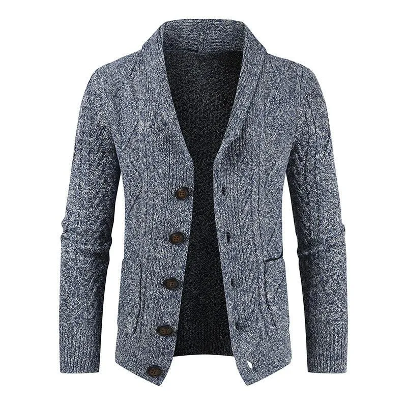 Chaqueta de punto gruesa suelta con cuello en V