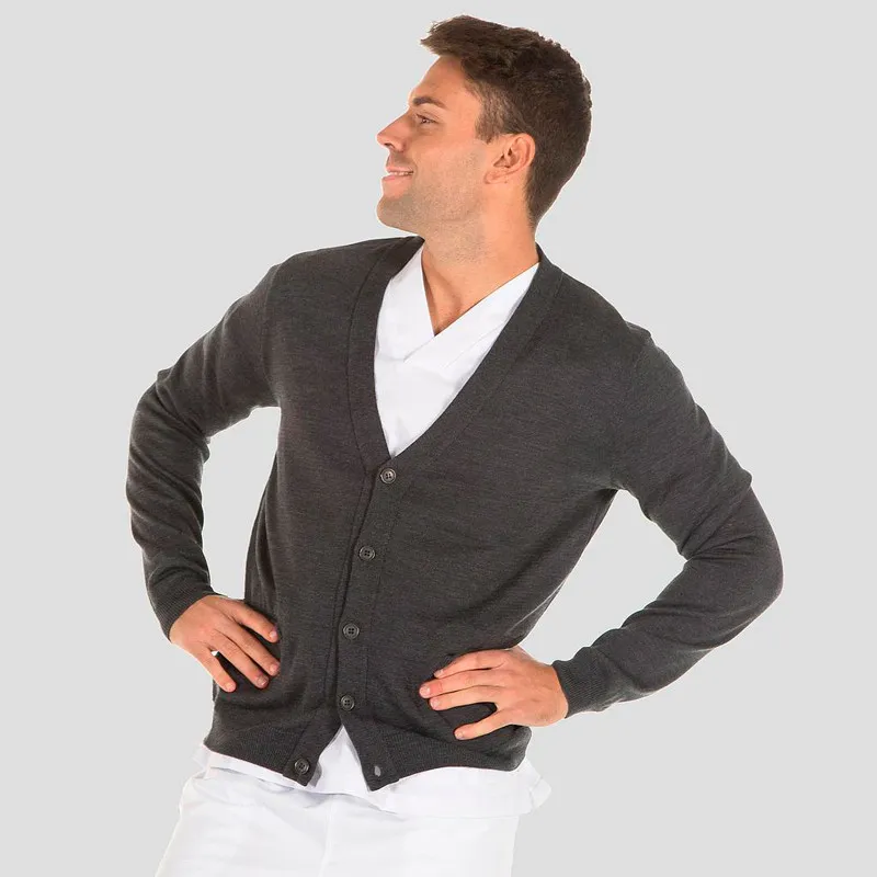 CHAQUETA LABORAL DE PUNTO GRIS MARENGO CON BOTONES  GARY'S