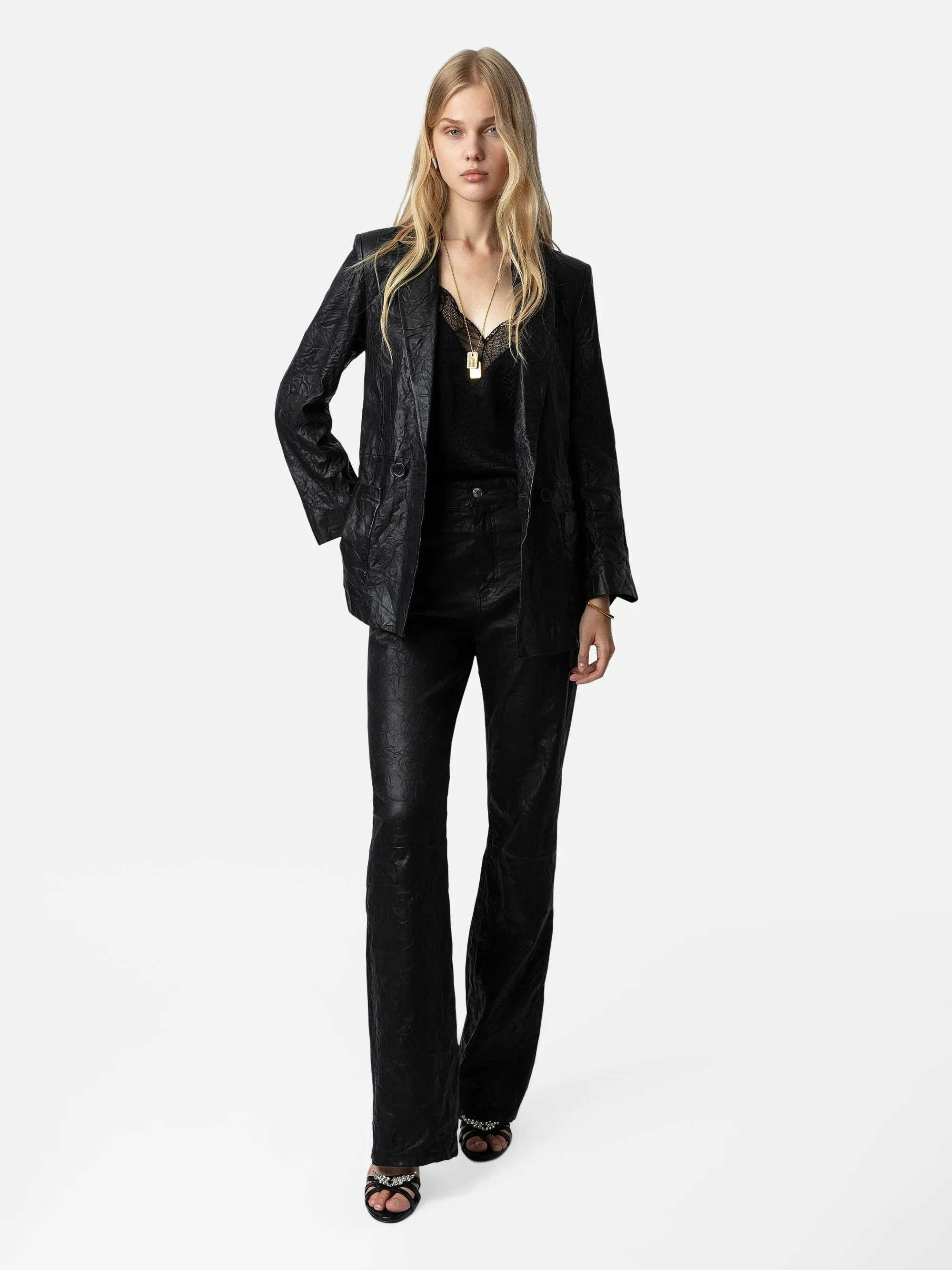 Chaqueta Visko de piel arrugada