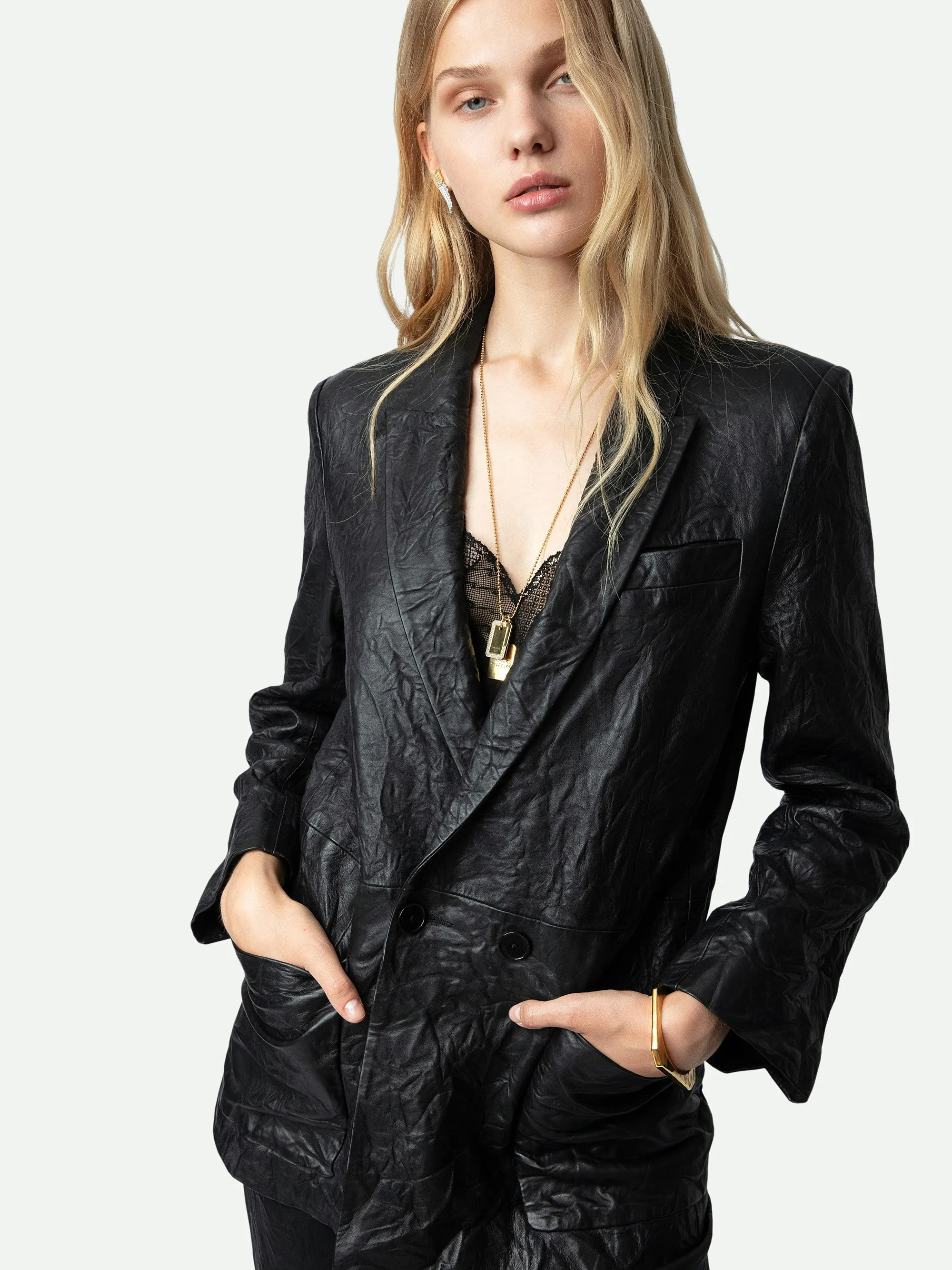 Chaqueta Visko de piel arrugada