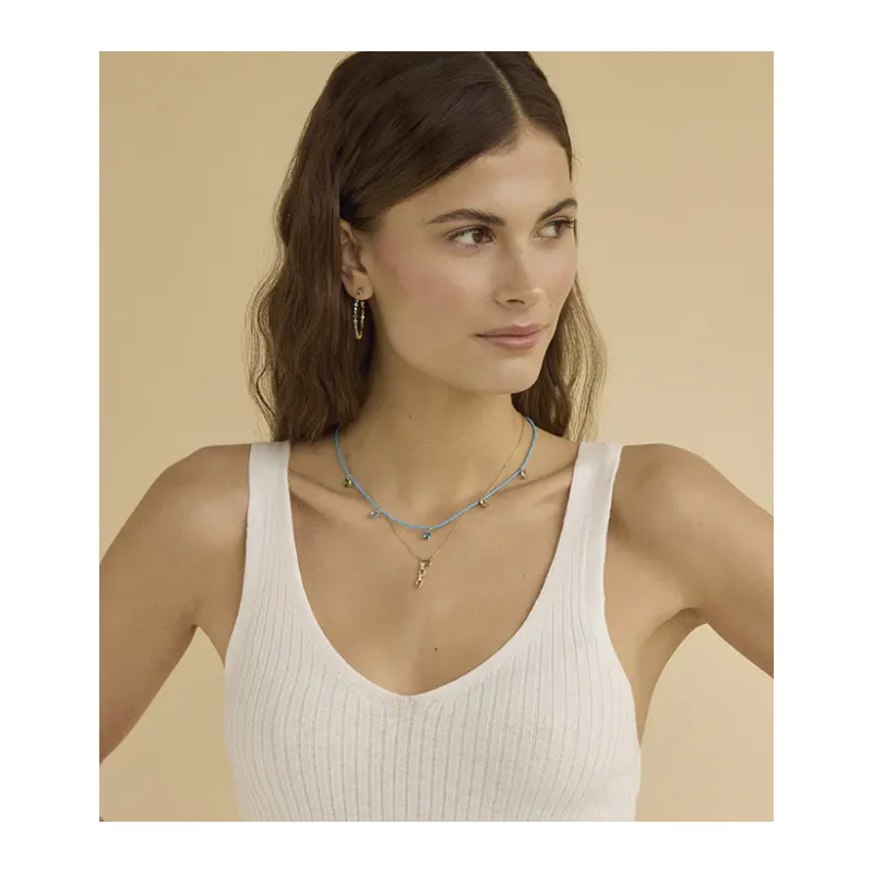 COLLAR VICEROY PLATA BAñADA ORO CRISTALES VERDES Y AZULES 13129C10053