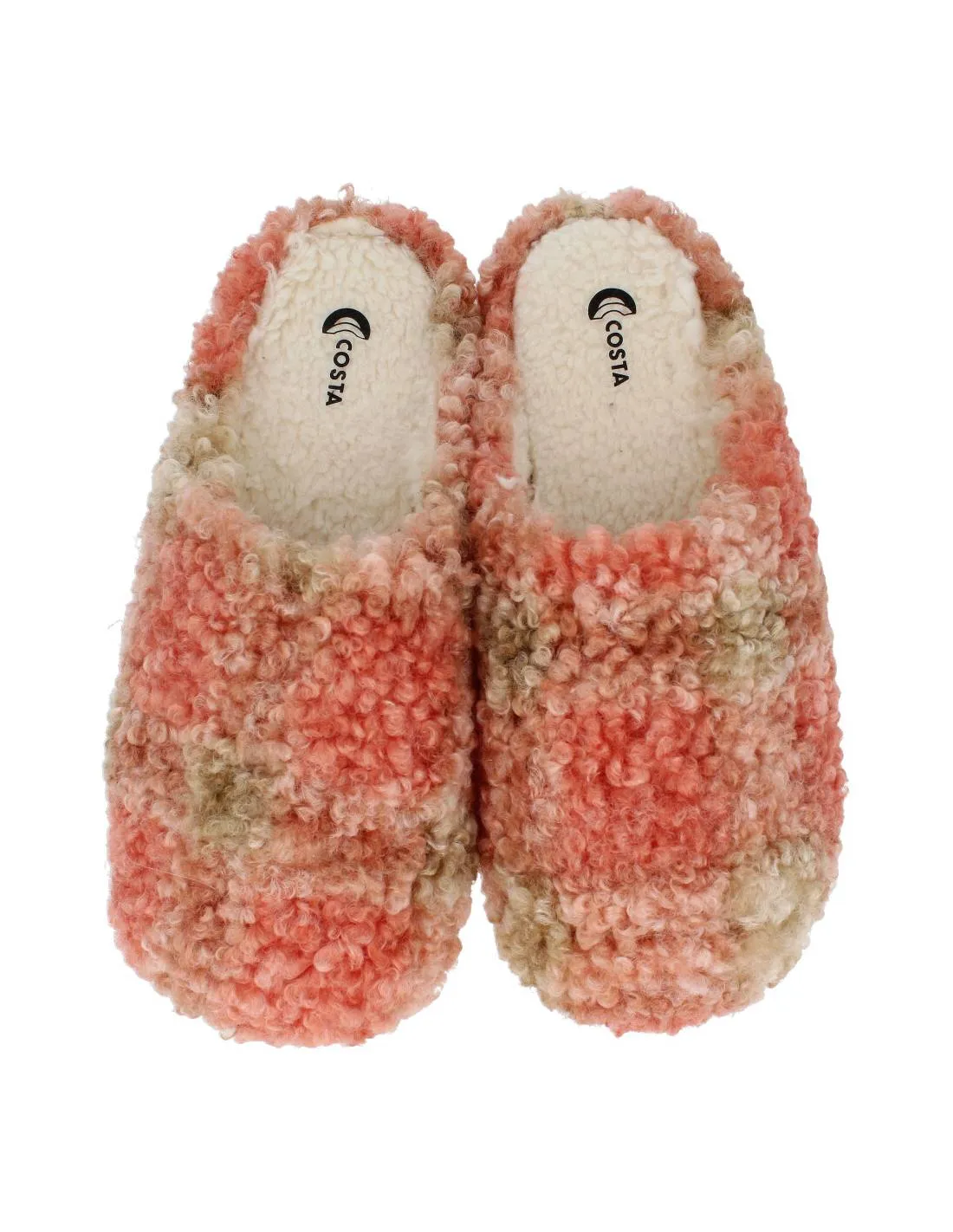COSTA  ZAPATILLAS DE CASA CUADROS SALMóN