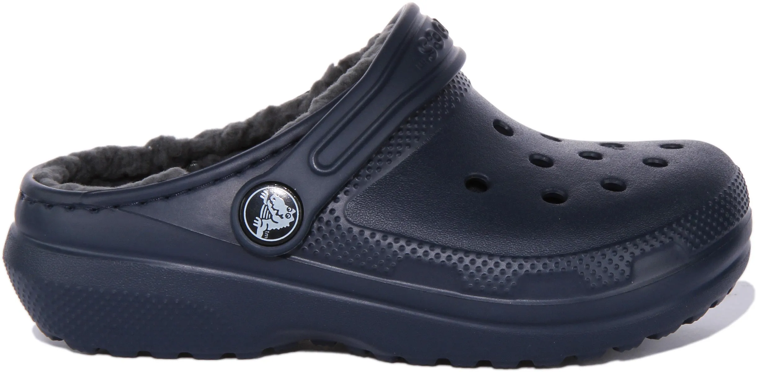 Crocs Classic Lined Zuecos de goma forrados de piel para niños en marino