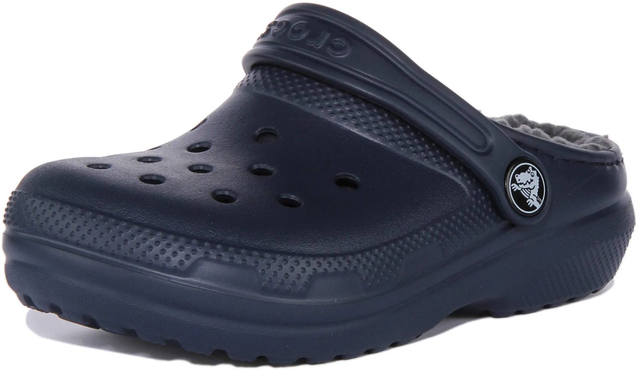 Crocs Classic Lined Zuecos de goma forrados de piel para niños en marino