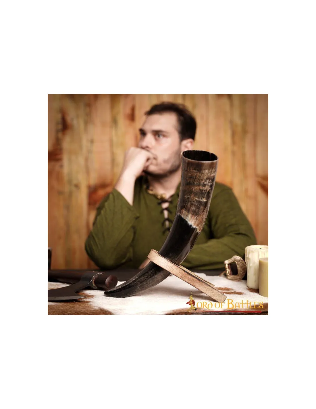 CUERNO DE BUEY VIKINGO PARA BEBER, 400500 ML.