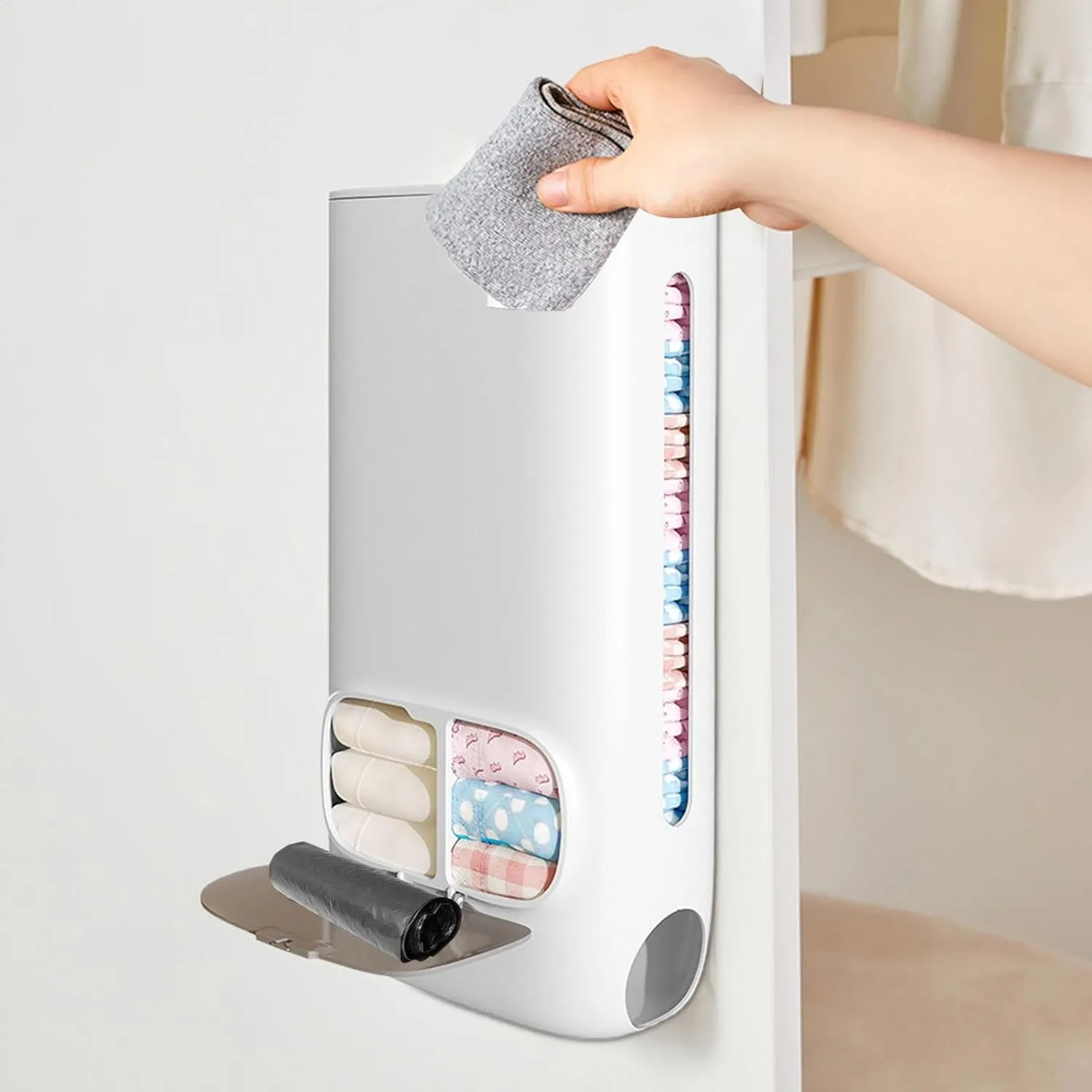 Dispensador de bolsas de comestibles  caja de almacenamiento de ropa interior  soporte para bolsas de basura para armario  despe