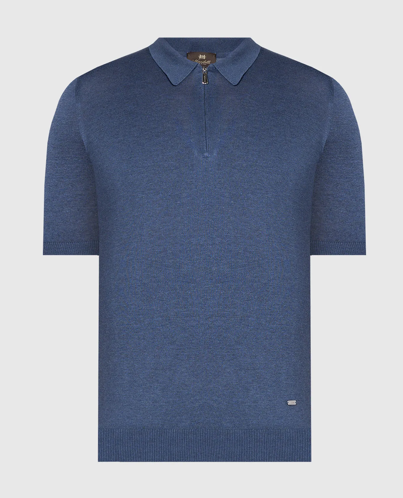 Enrico Mandelli Blue silk polo shirt